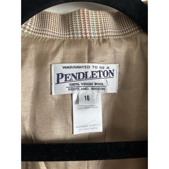 VTG‎ Pendleton Womens Size 16 Virgin Wool Plaid Lined Neutral Beige Blue Purple - Picture 2 of 4